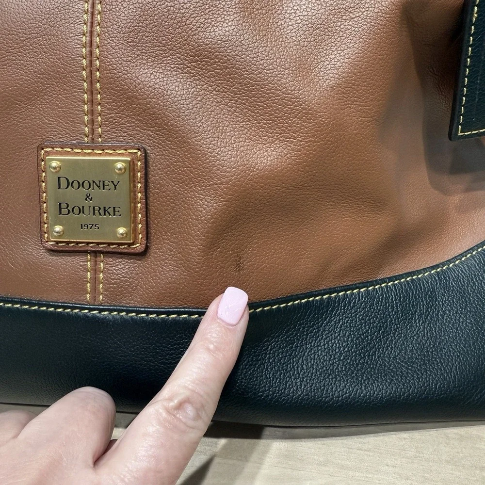 Dooney & Bourke Sophie Large Hobo Bag Brown/Black Pebble Leather Shoulder Purse